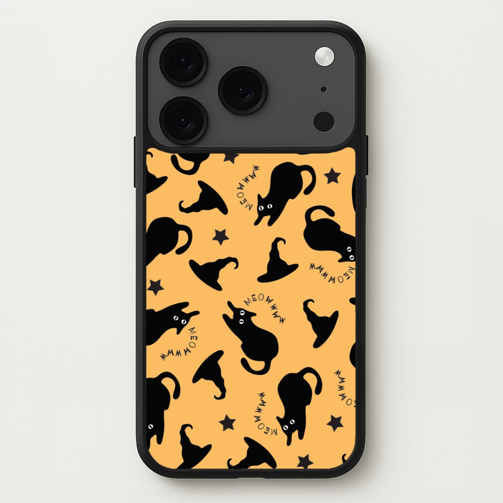Black Cat And Hats Pattern iPhone 17 Pro Max Case