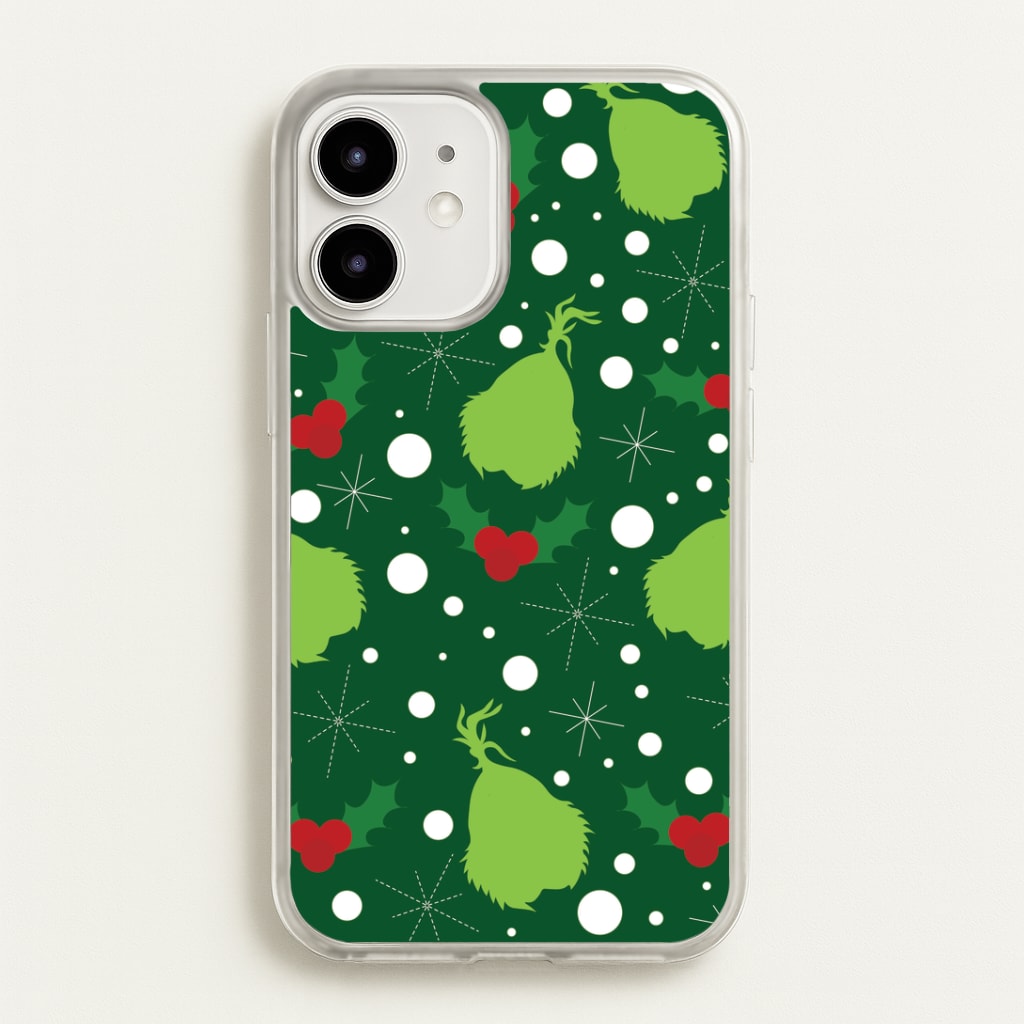 Green Creature Christmas Pattern iPhone 12 / 12 Pro Case