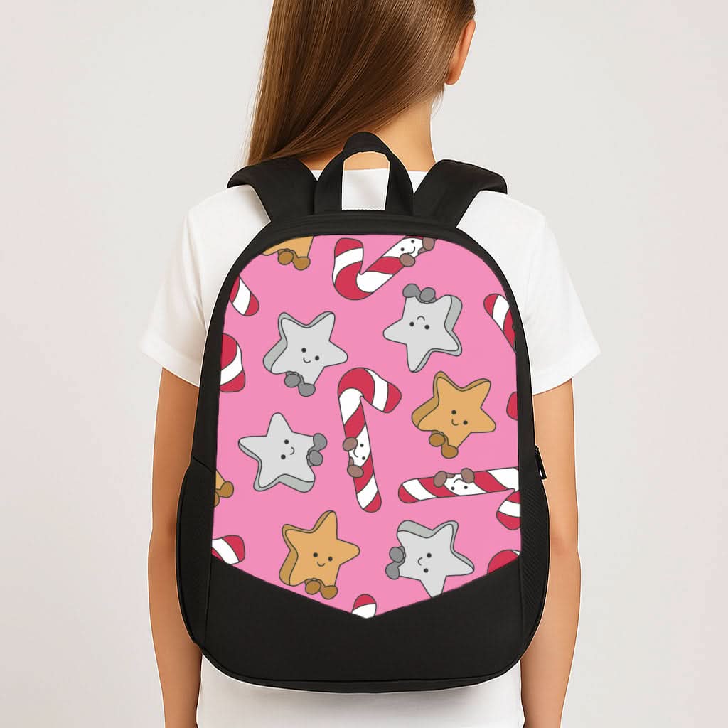 Pink Christmas Plushies Pattern School Bag