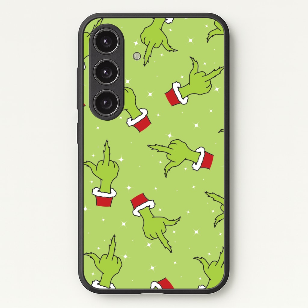 Green Middle Finger Christmas Pattern Galaxy S24FE Case
