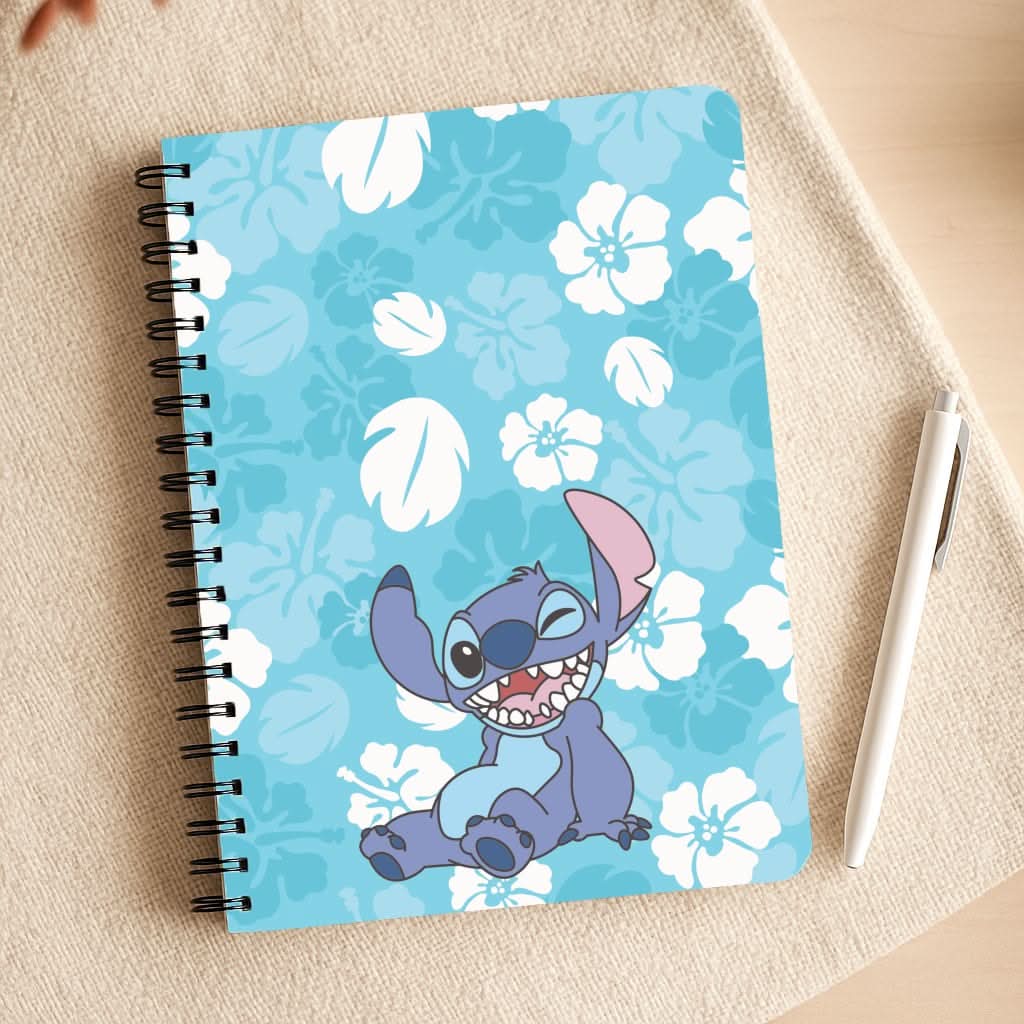 Cute Blue Alien Floral Pattern Notepad