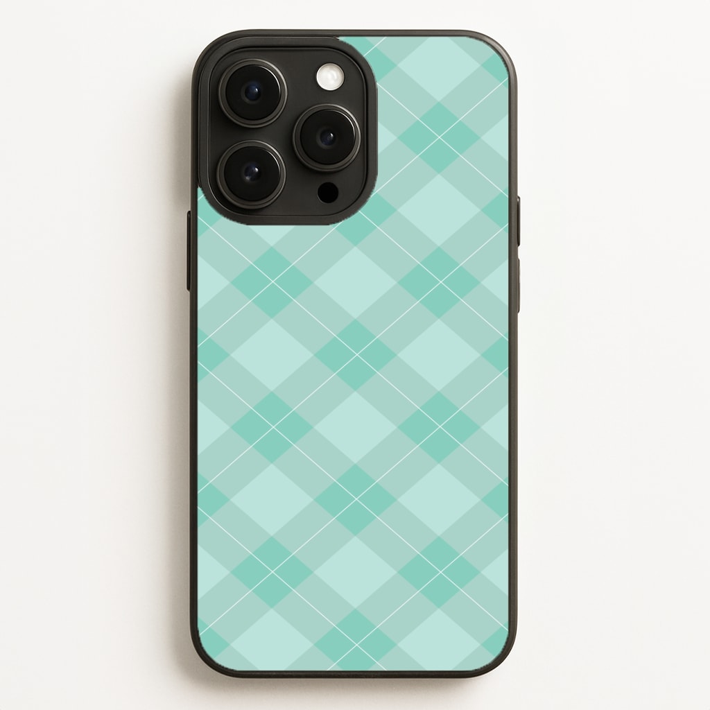 Light Cyan Tartan Christmas Pattern iPhone 16 Pro Max Case