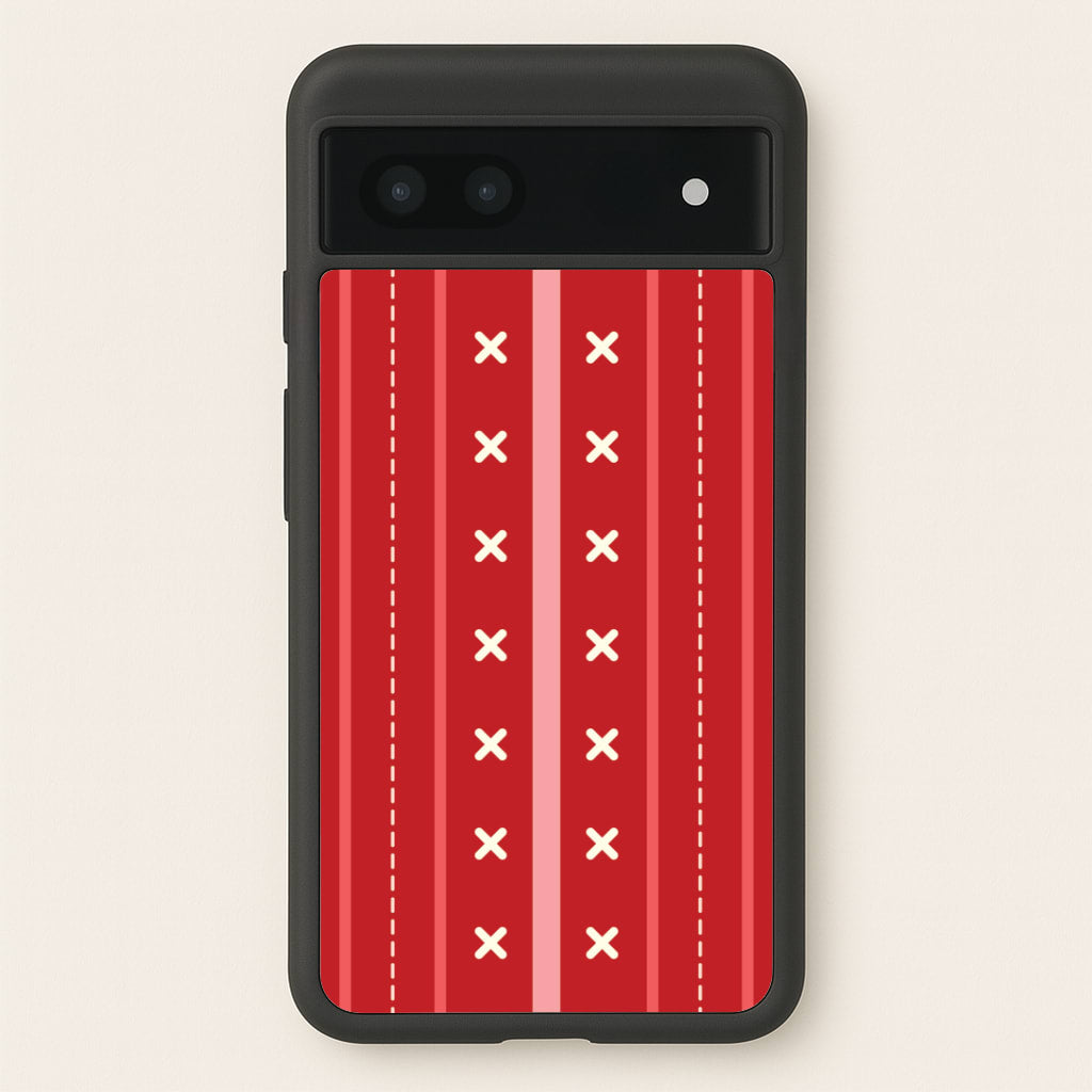 Stripes And Stitches Red Christmas Pattern Google Pixel 7a Case