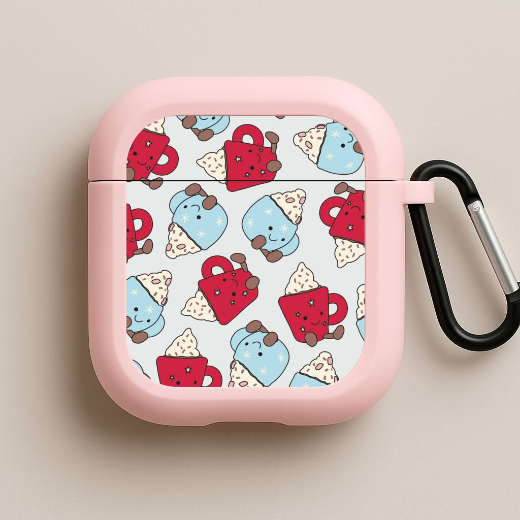 Christmas Drinks Plushies Pattern Pink AirPods Case