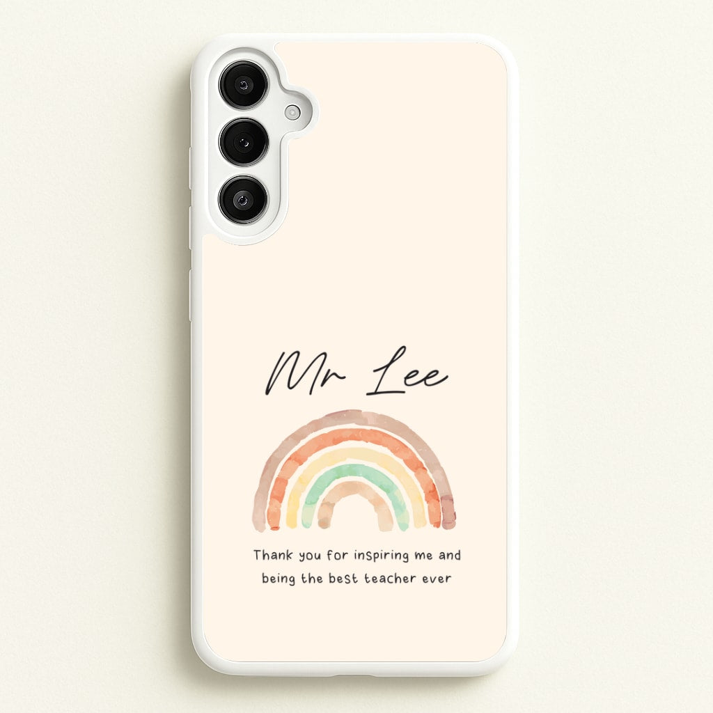 Biege Personalised Teacher Rainbow Galaxy A36 Case