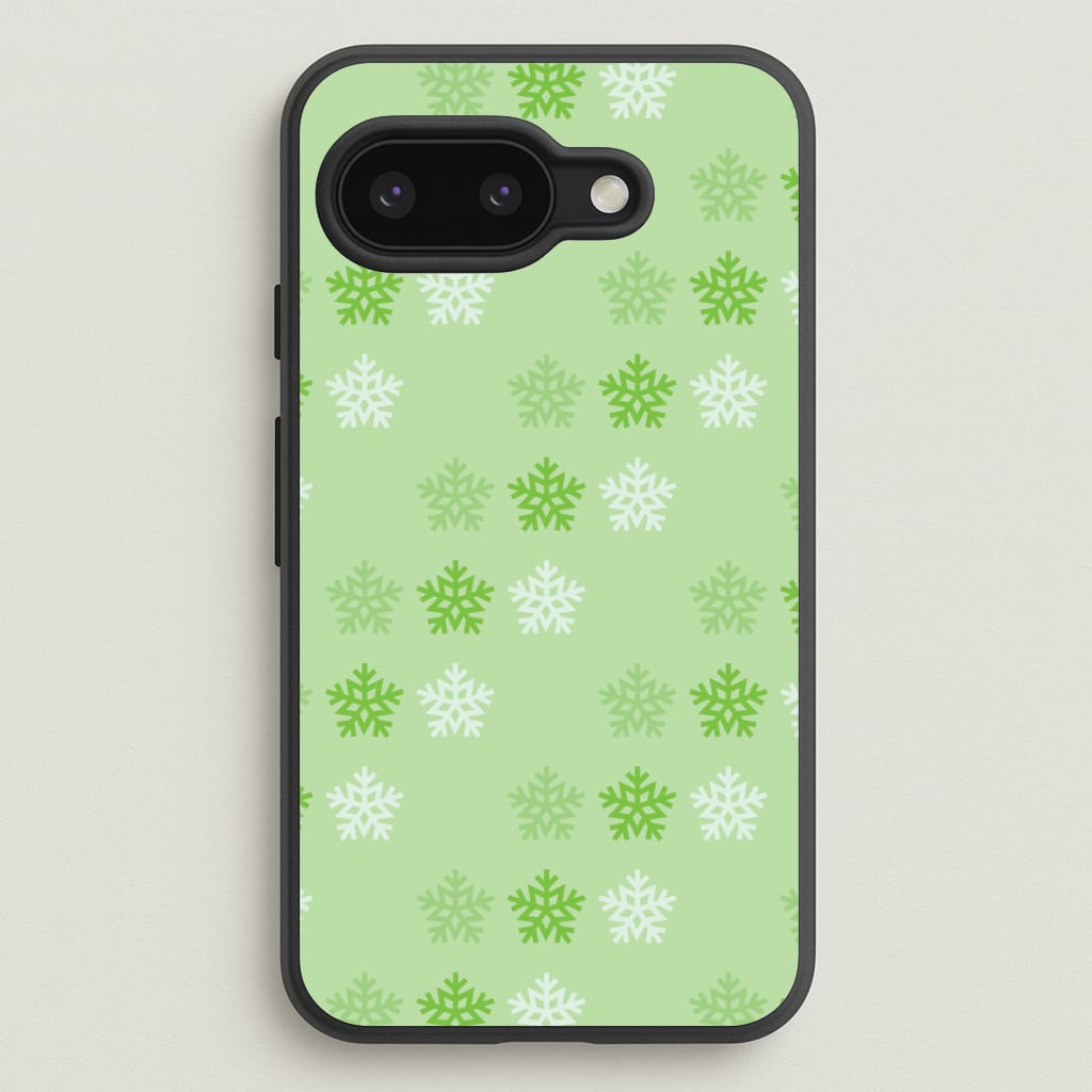 Green Slowflakes Christmas Pattern Google Pixel 9a Case