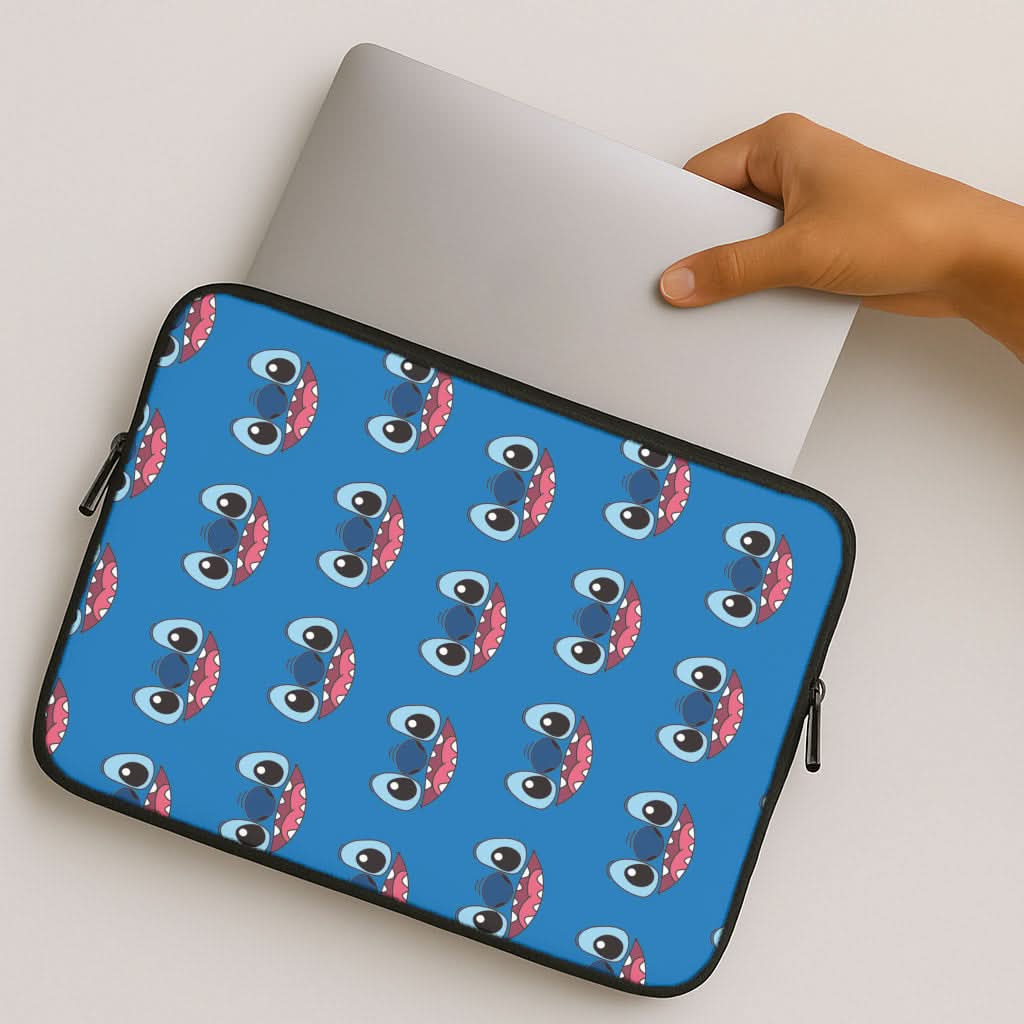 Blue Alien Face Pattern MacBook Cover