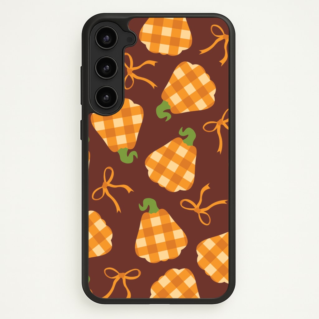 Tartan Pumpkins And Bows Pattern Galaxy S23 Plus Case
