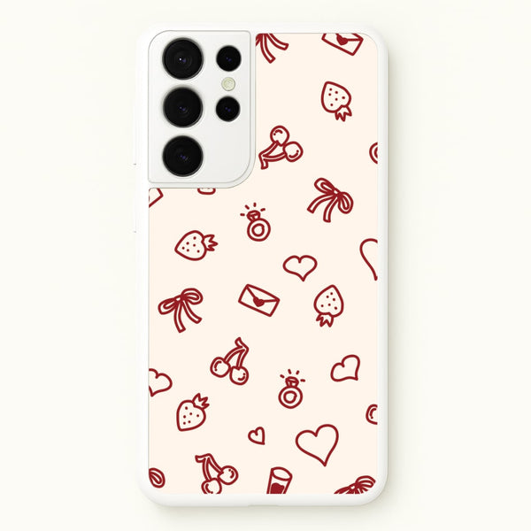 Valentines Doodles Galaxy S21 Ultra Case