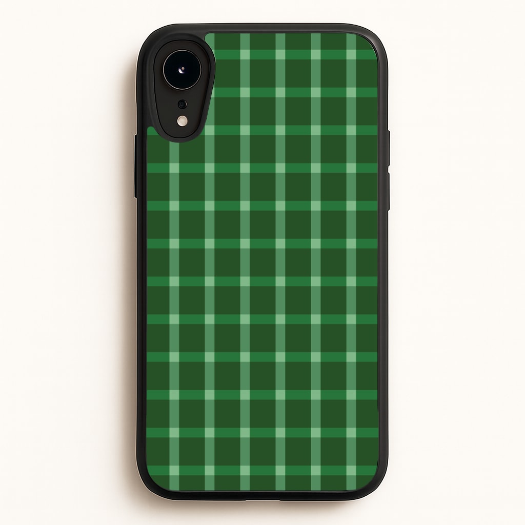 Dark Green Tartan Christmas Pattern iPhone XR Case