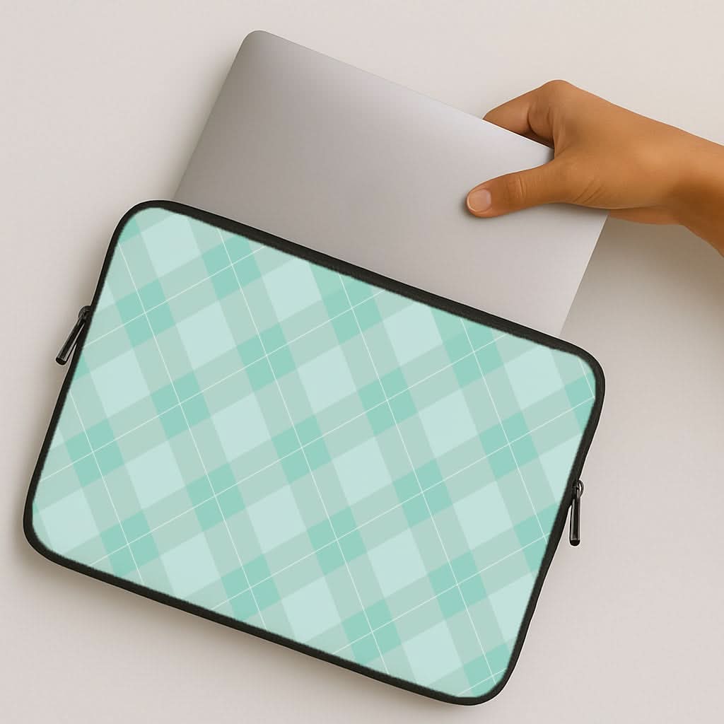 Light Cyan Tartan Christmas Pattern MacBook Cover