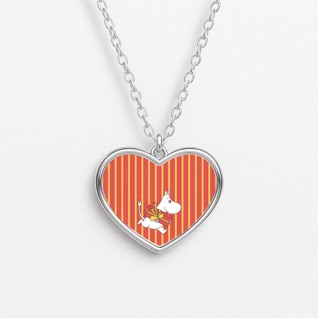 Red Present Moom Heart Necklace