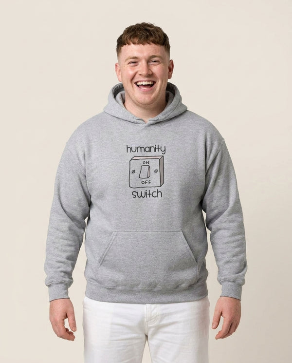 Humanity Switch - VD Hoodie — Grey Front, worn