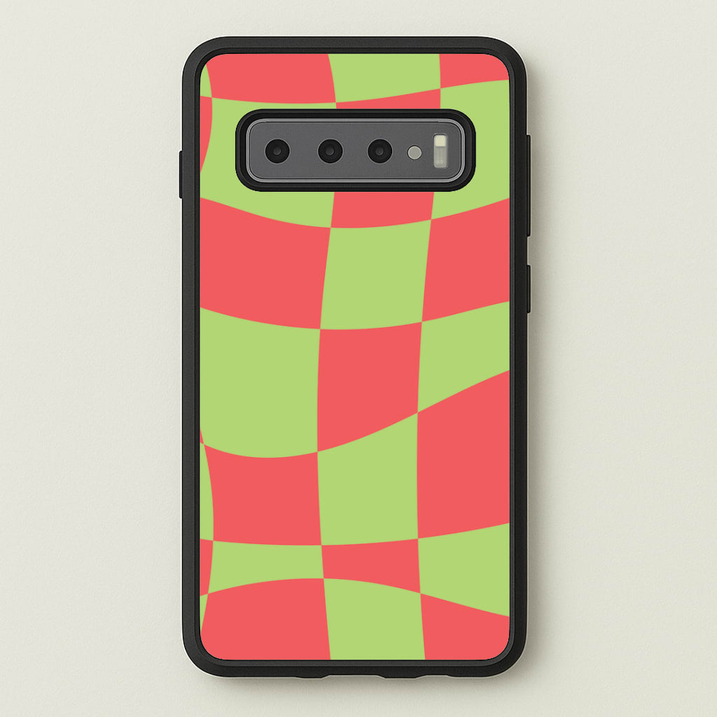 Abstract Red And Green Christmas Pattern Galaxy S10 Case