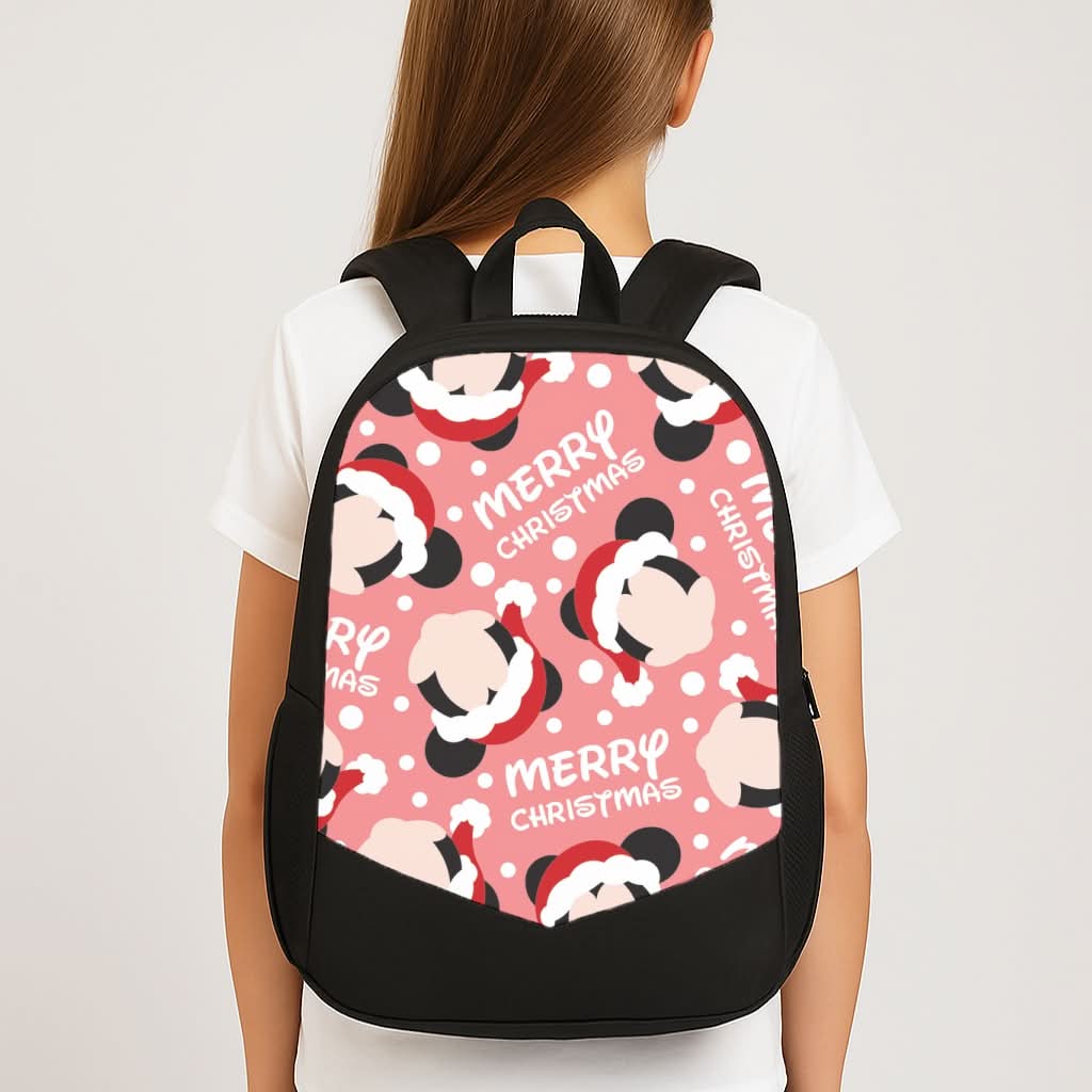 Merry Christmas Cartoon Mouse Pattern School Bag