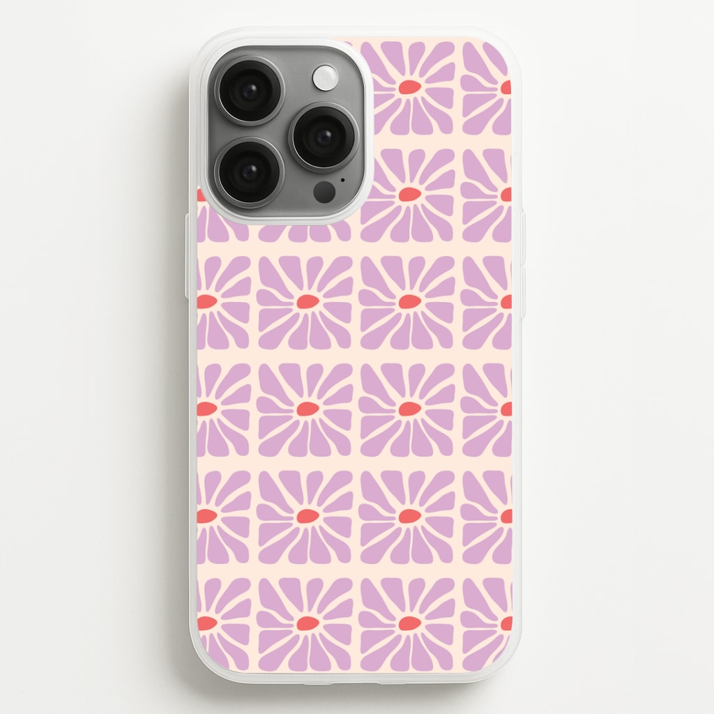 Square Abstract Flowers Mauve iPhone 13 Pro Case
