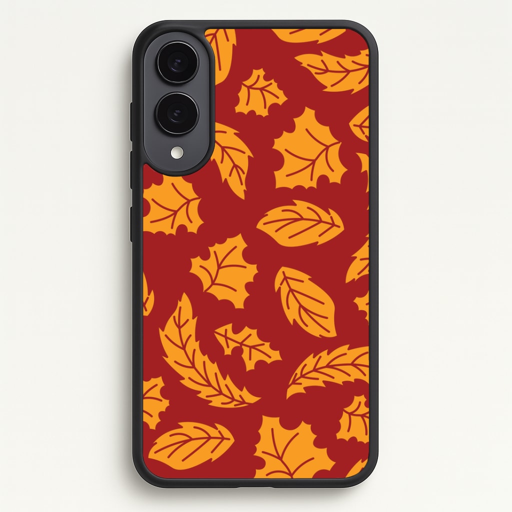 Orange Leaves Pattern Galaxy S25 Edge Case