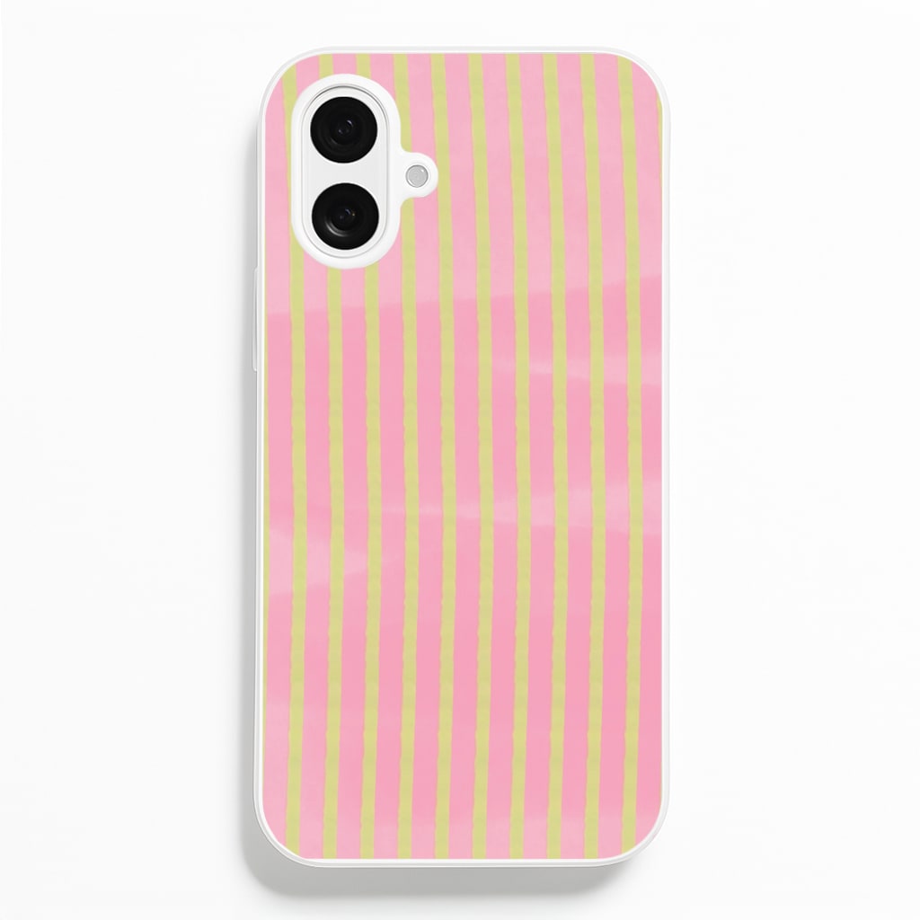Pink Meadow Stripes iPhone 16 Plus Case