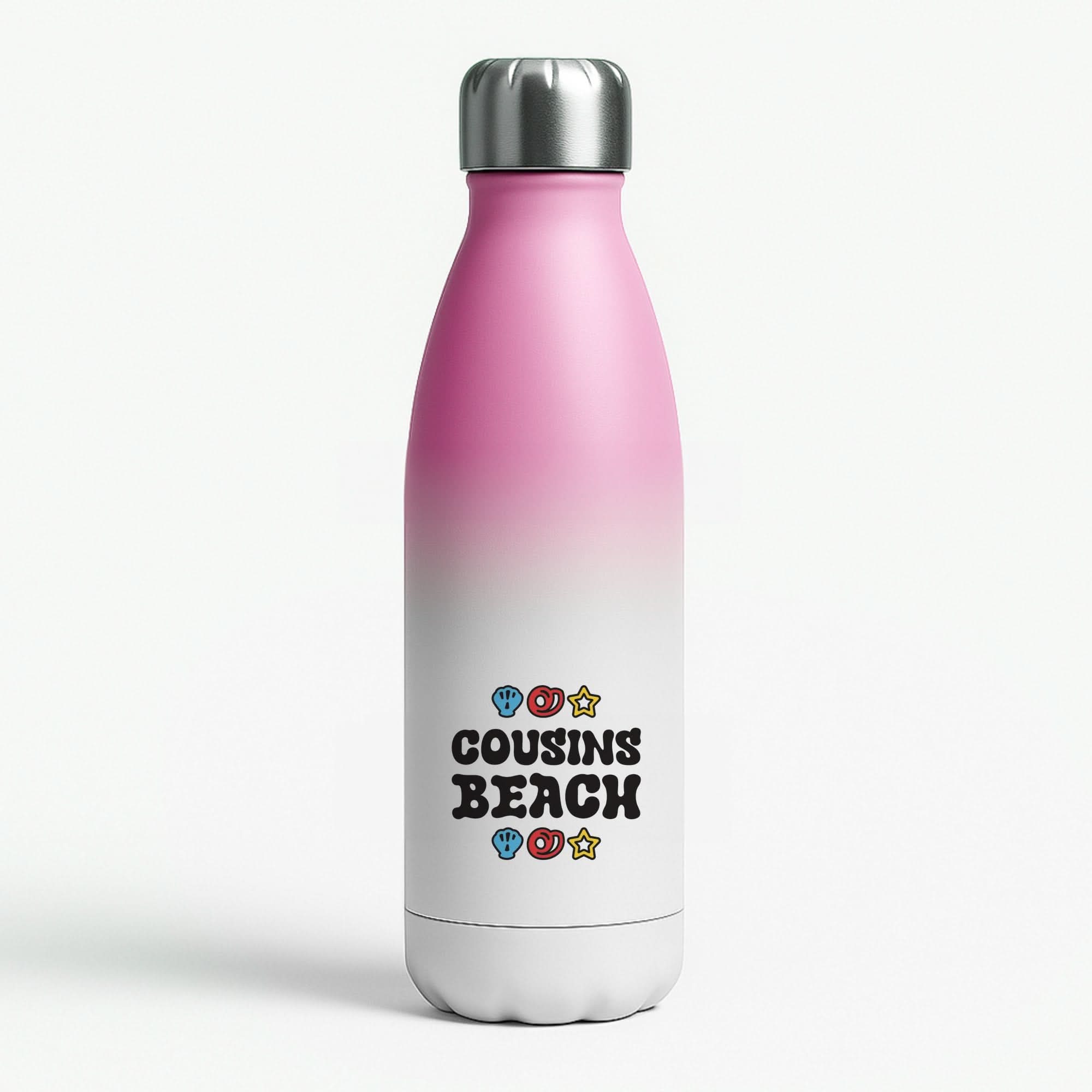 Cartoon Cousins Beach Pink Water Bottle