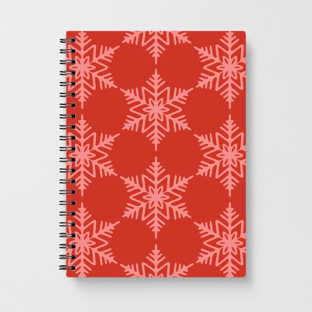 Red Giant Snowflakes Christmas Pattern Notebook