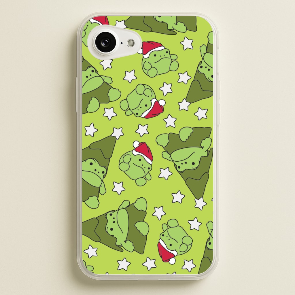 Christmas Frogs And Stars Plush Pattern iPhone 16e Case