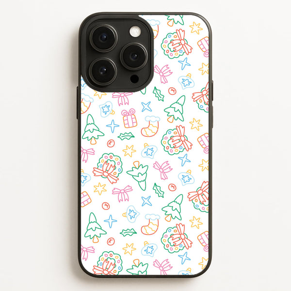Neon Christmas Icons Pattern II iPhone 12 Pro Max Case