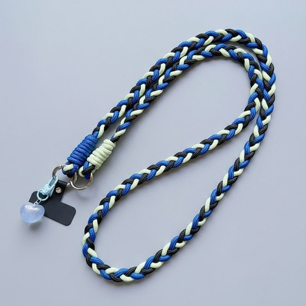 Crossbody Phone Strap - Black Green & Blue