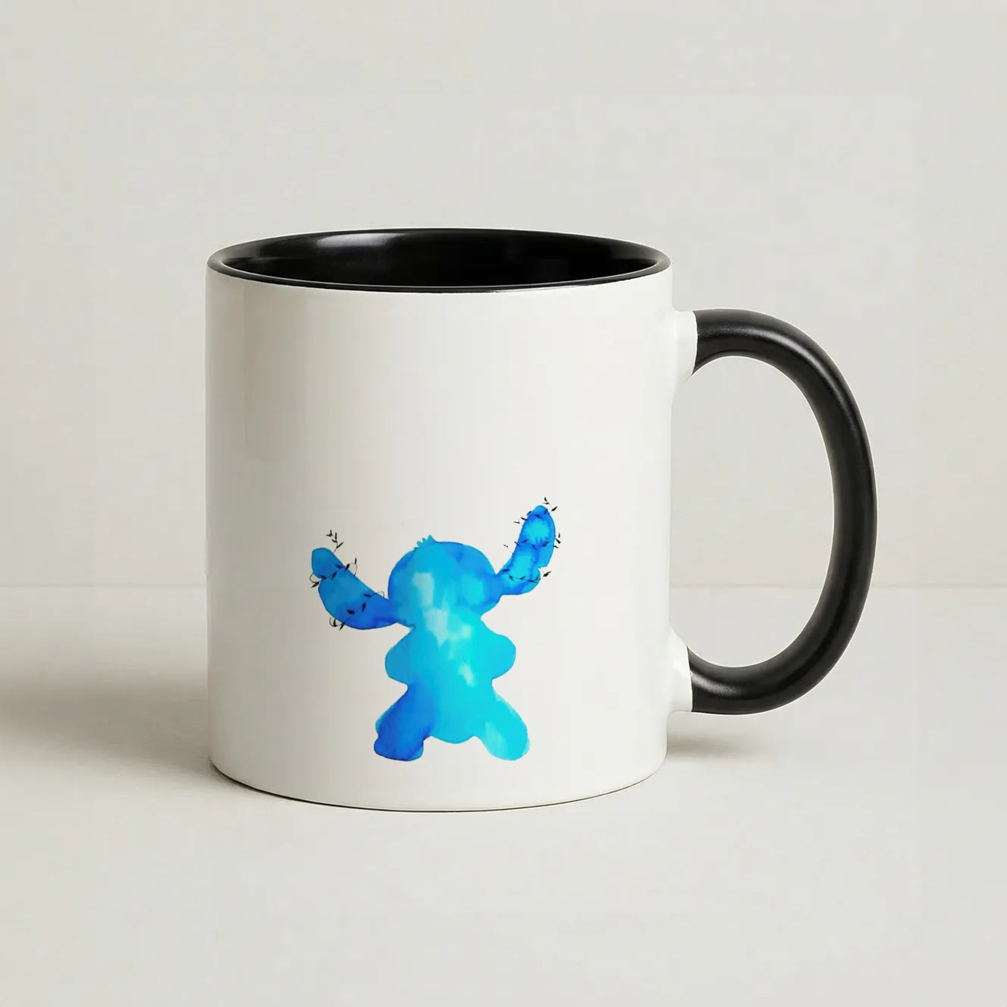 Watercolour Blue Alien Disney Coffee Black Mug