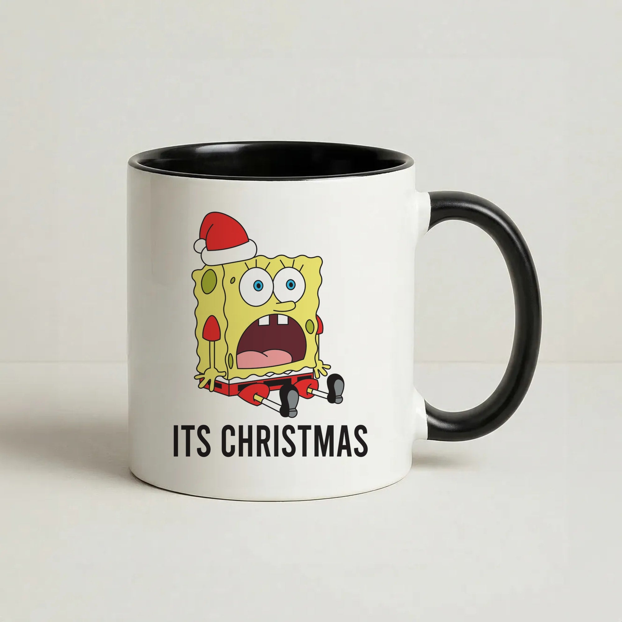 It's Christmas Cartoon Sponge Coffee Black Mug
