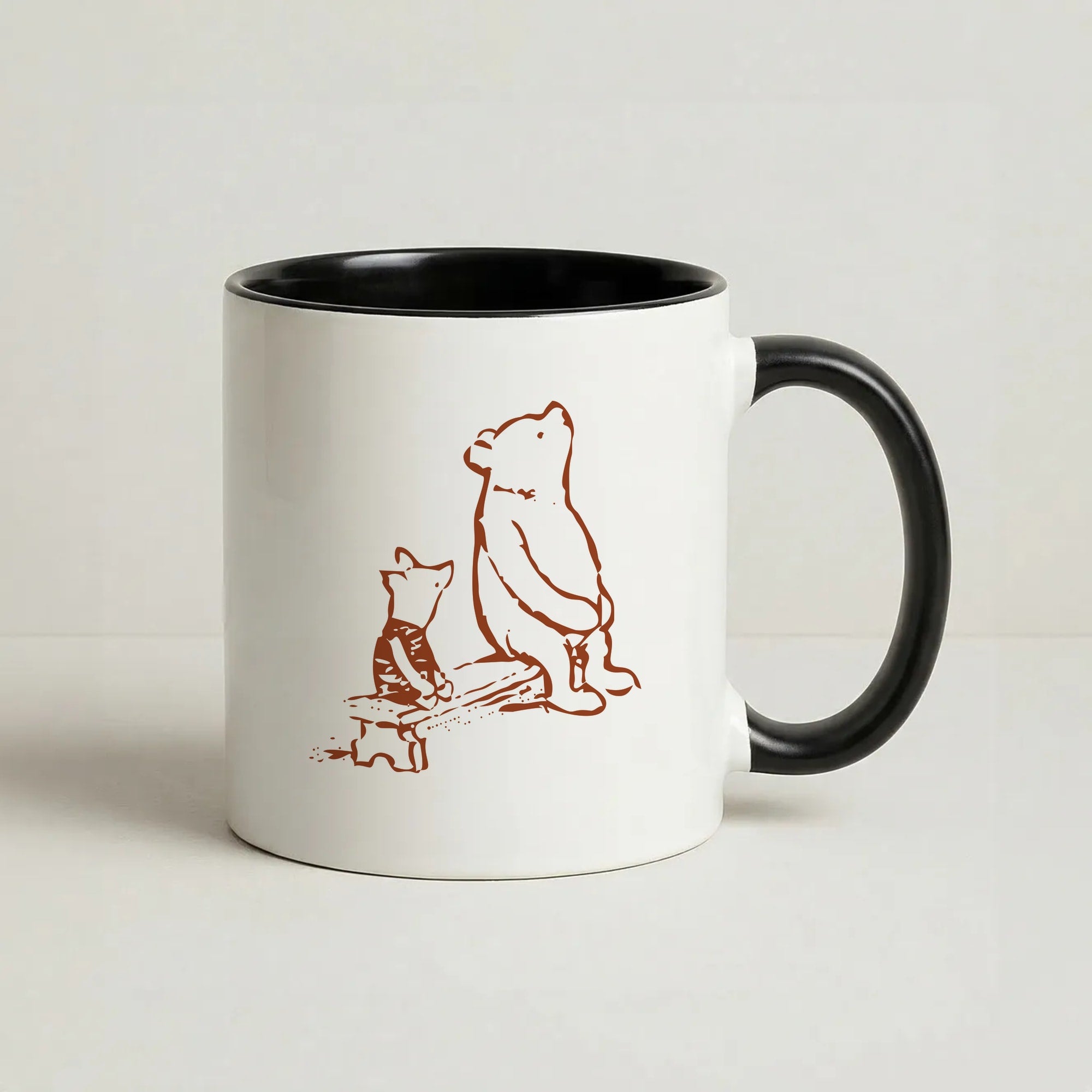 Winnie & Pig Coffee Black Mug