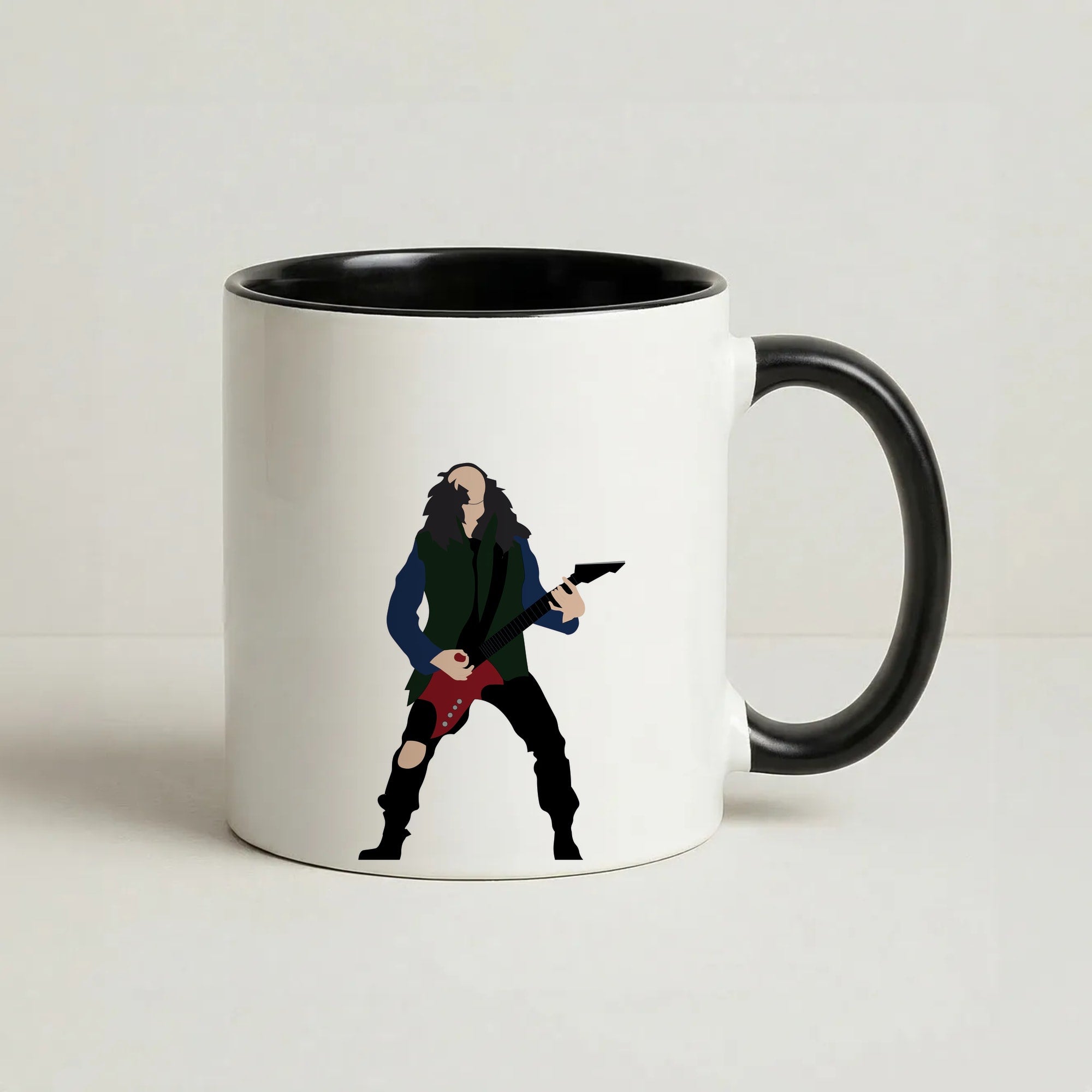 Eddie Munson Playing Guitar Coffee Black Mug