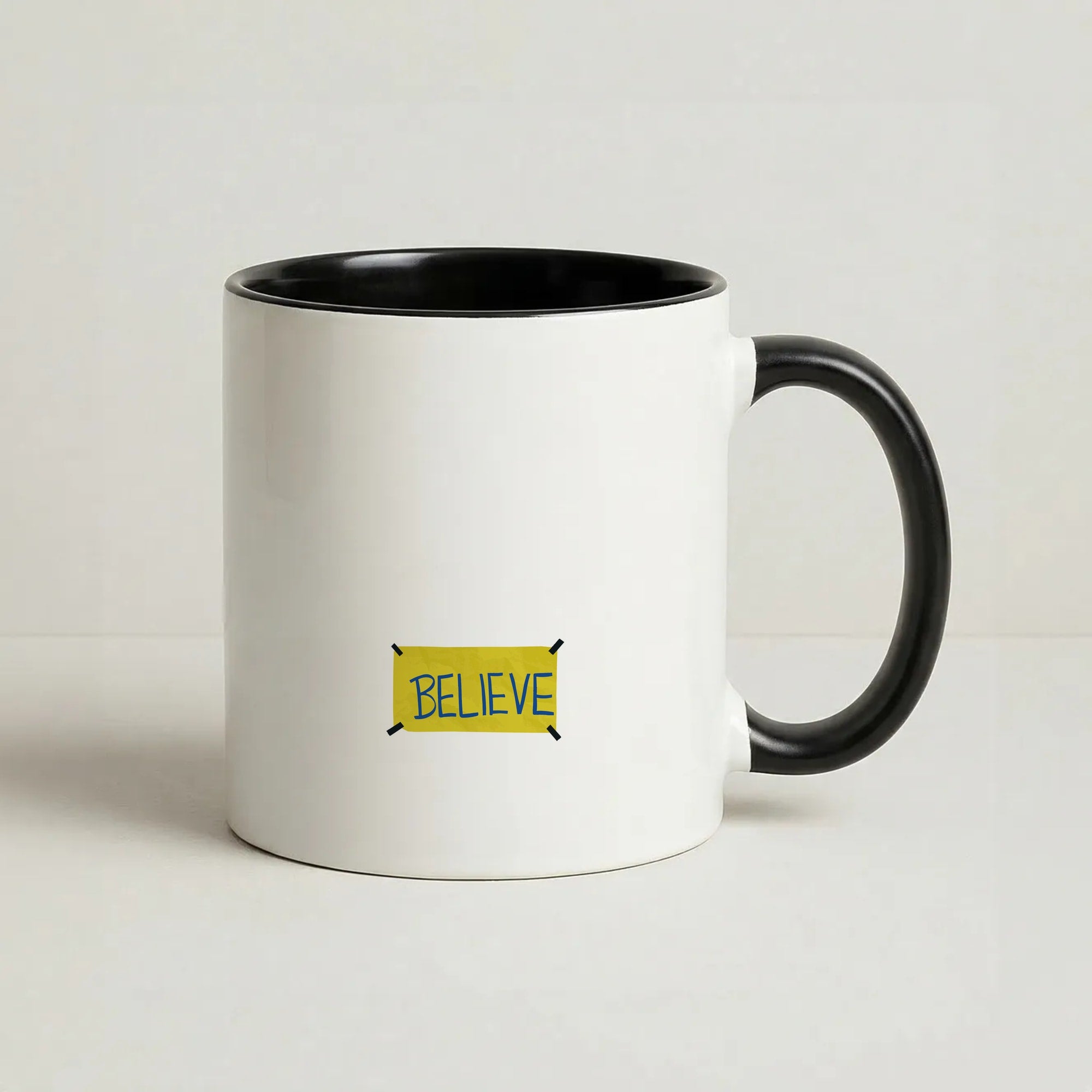 Believe Coffee Black Mug