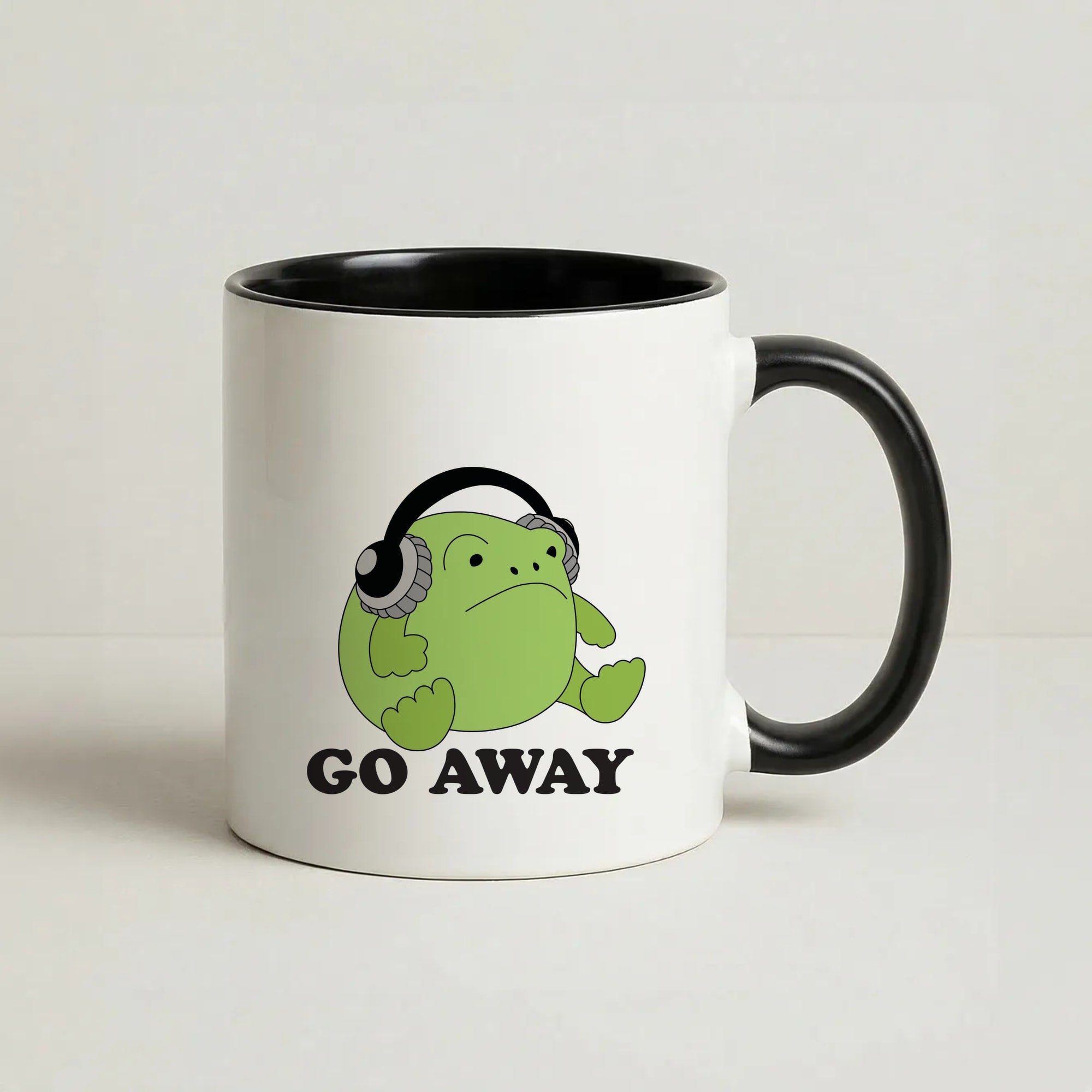 Go Away Grumpy Frog Coffee Black Mug