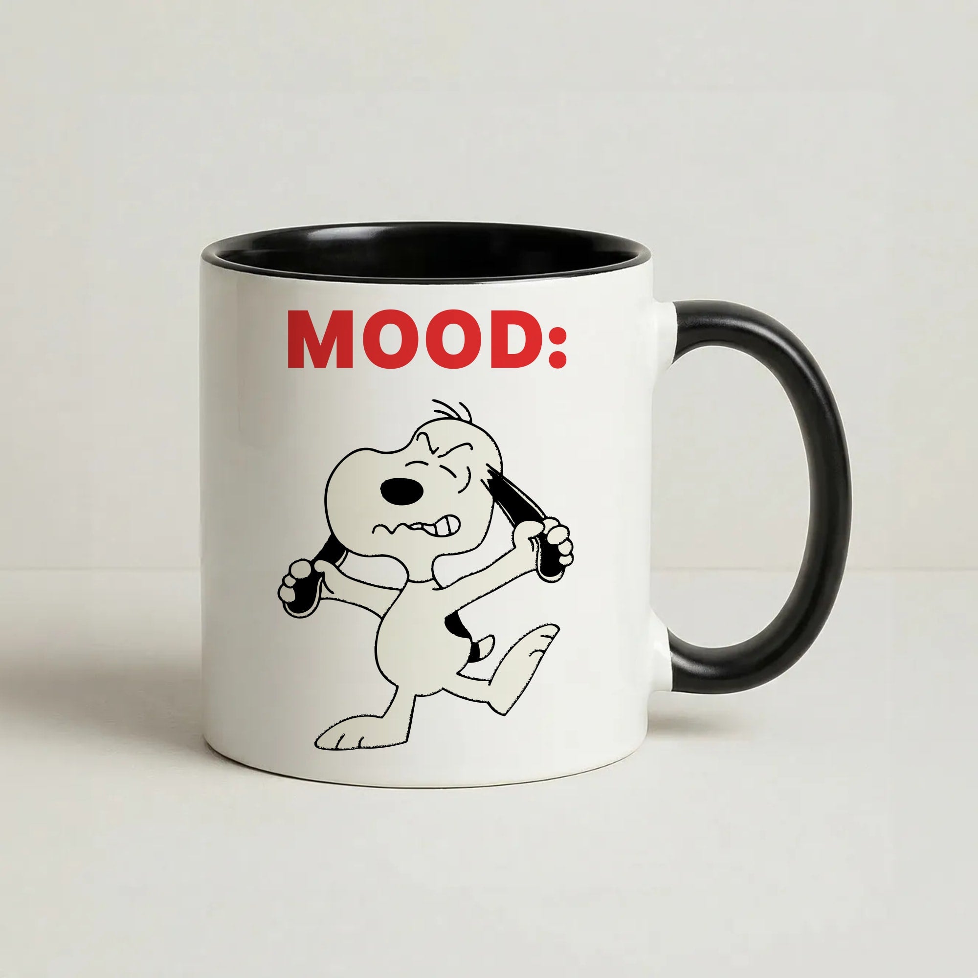 Mood Cartoon Beagle Coffee Black Mug