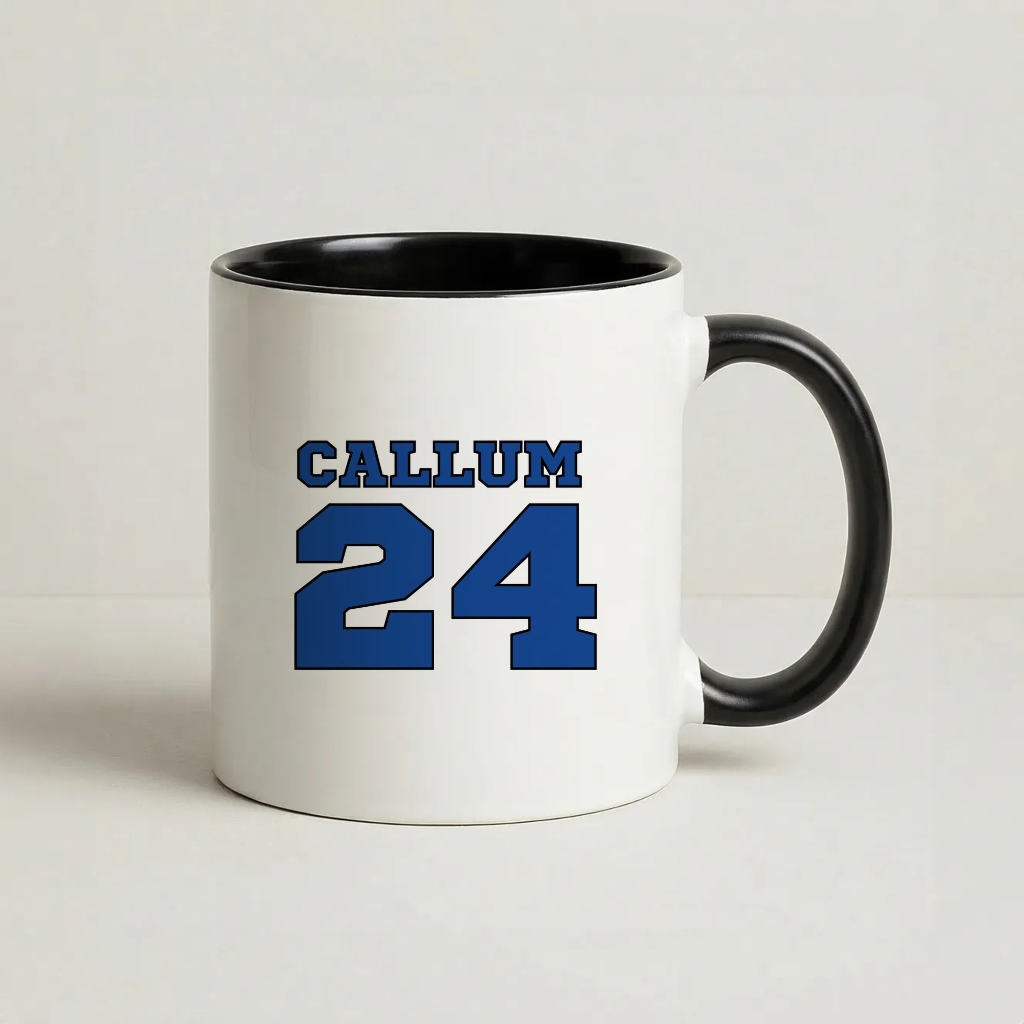 Dark Blue - Personalised Football Coffee Black Mug