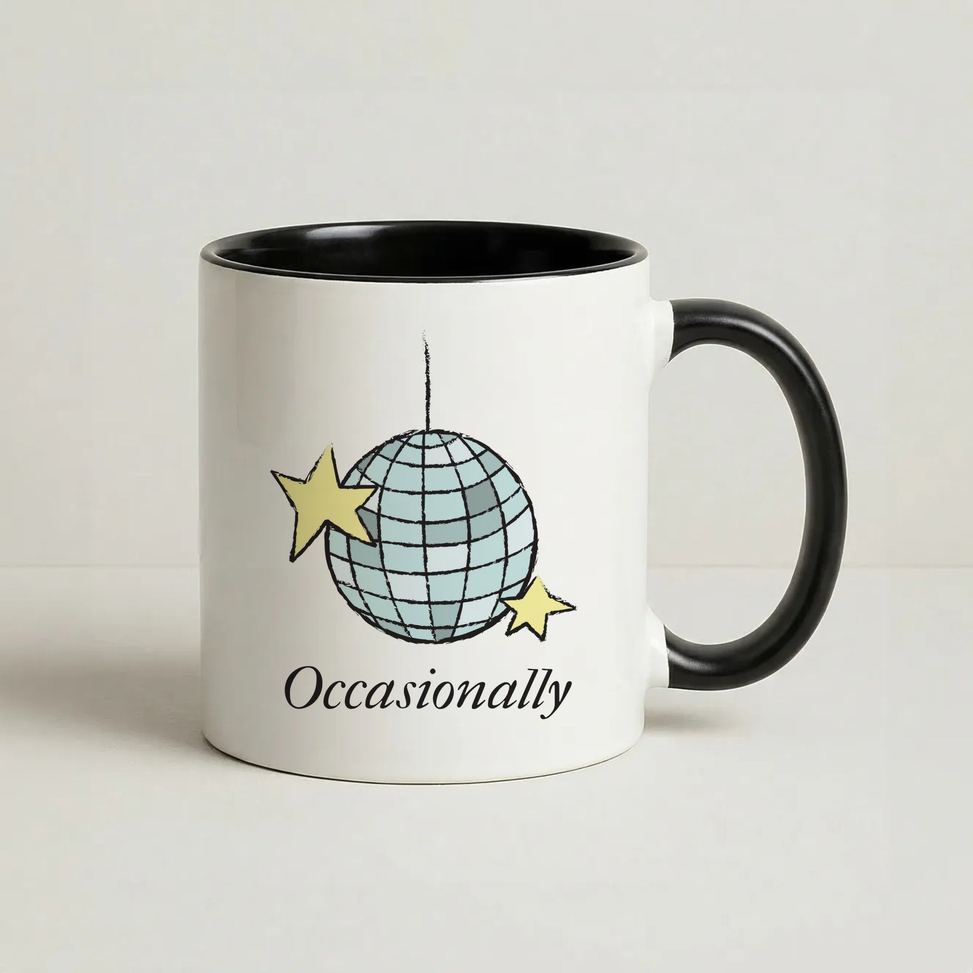 Ocasionally Discoball Coffee Black Mug
