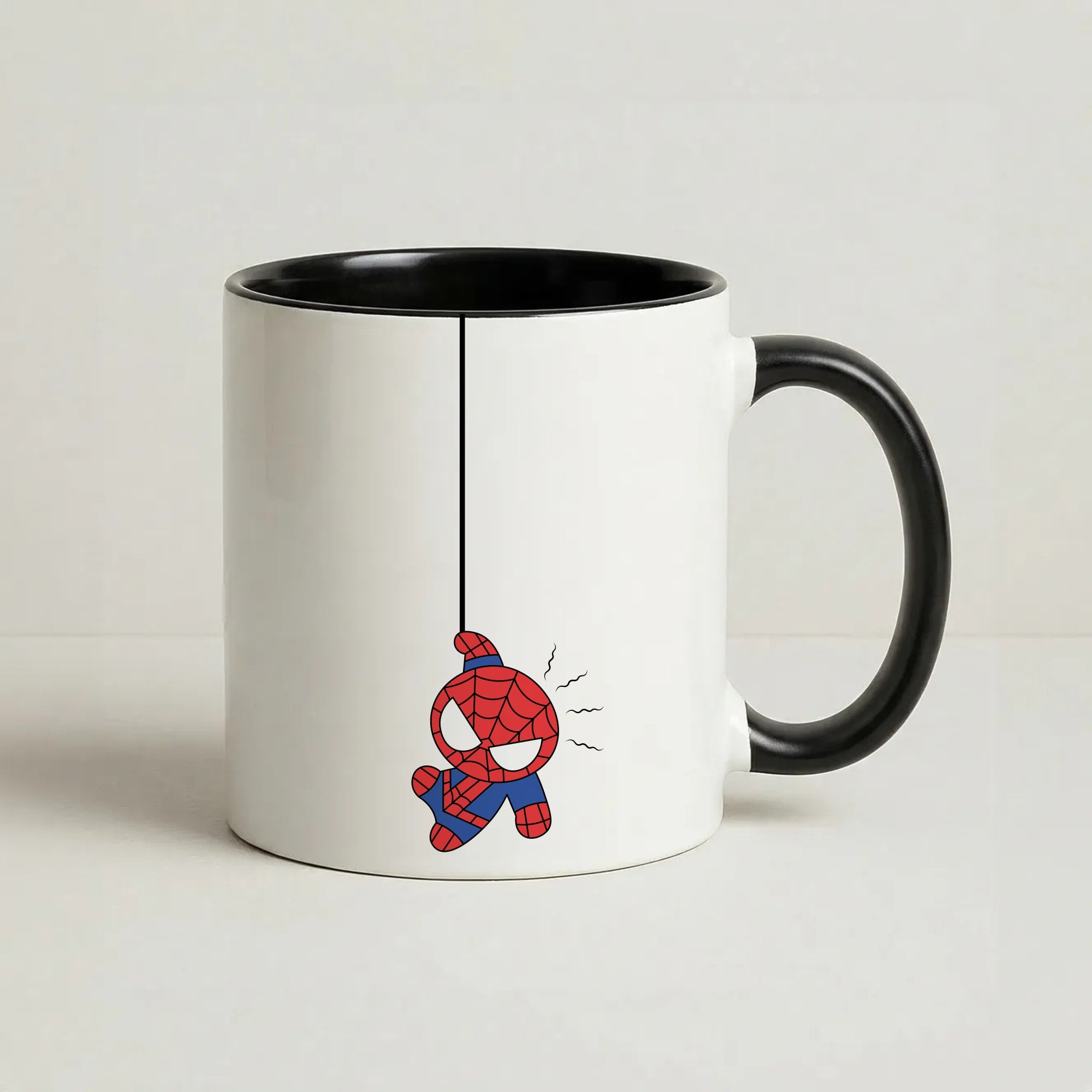 Blue Hanging Spider Hero Coffee Black Mug