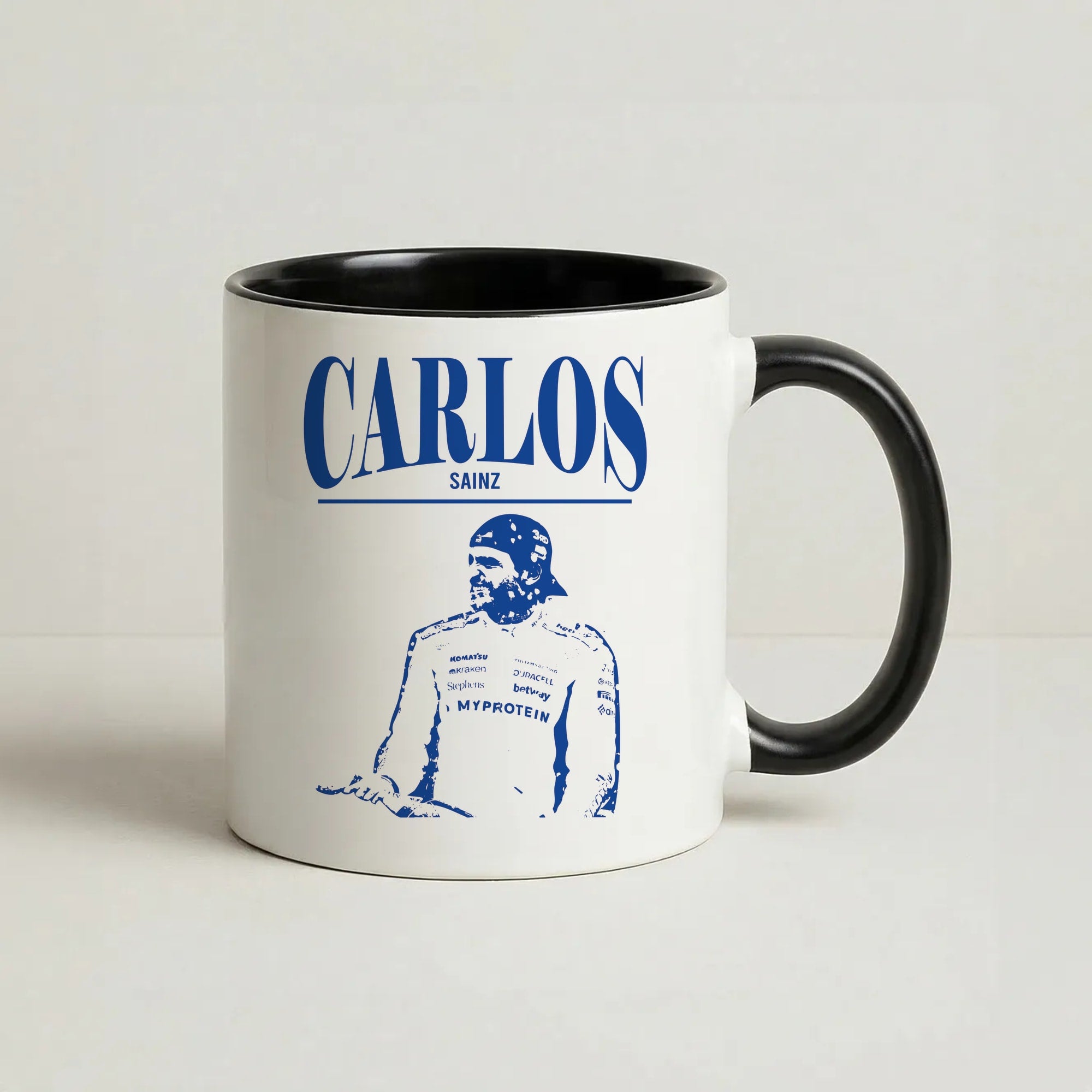 Carlos White And Blue Coffee Black Mug