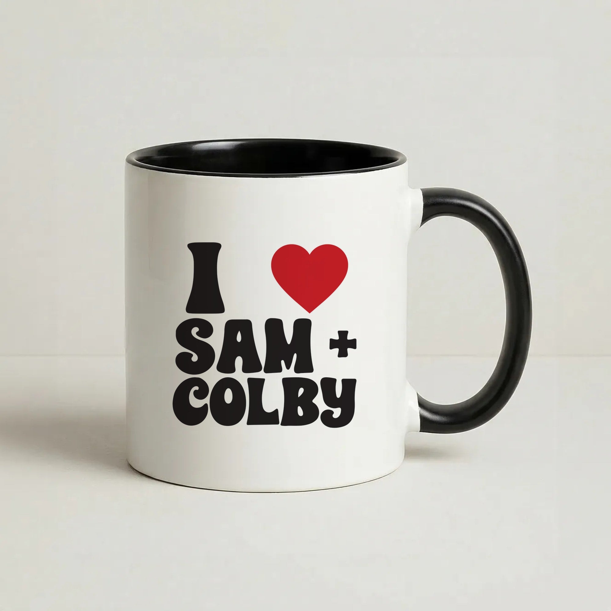 I Love S & C Coffee Black Mug