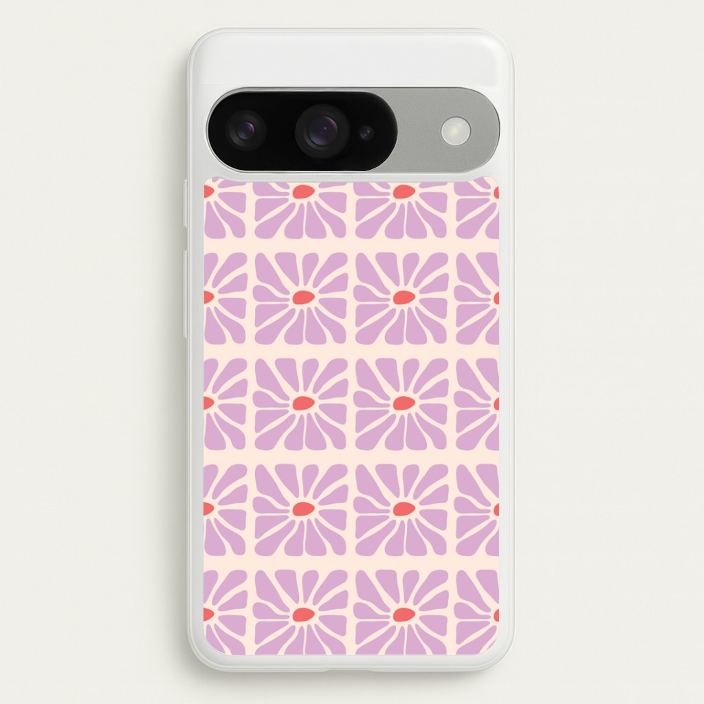 Square Abstract Flowers Mauve Google Pixel 10 / 10 Pro Case
