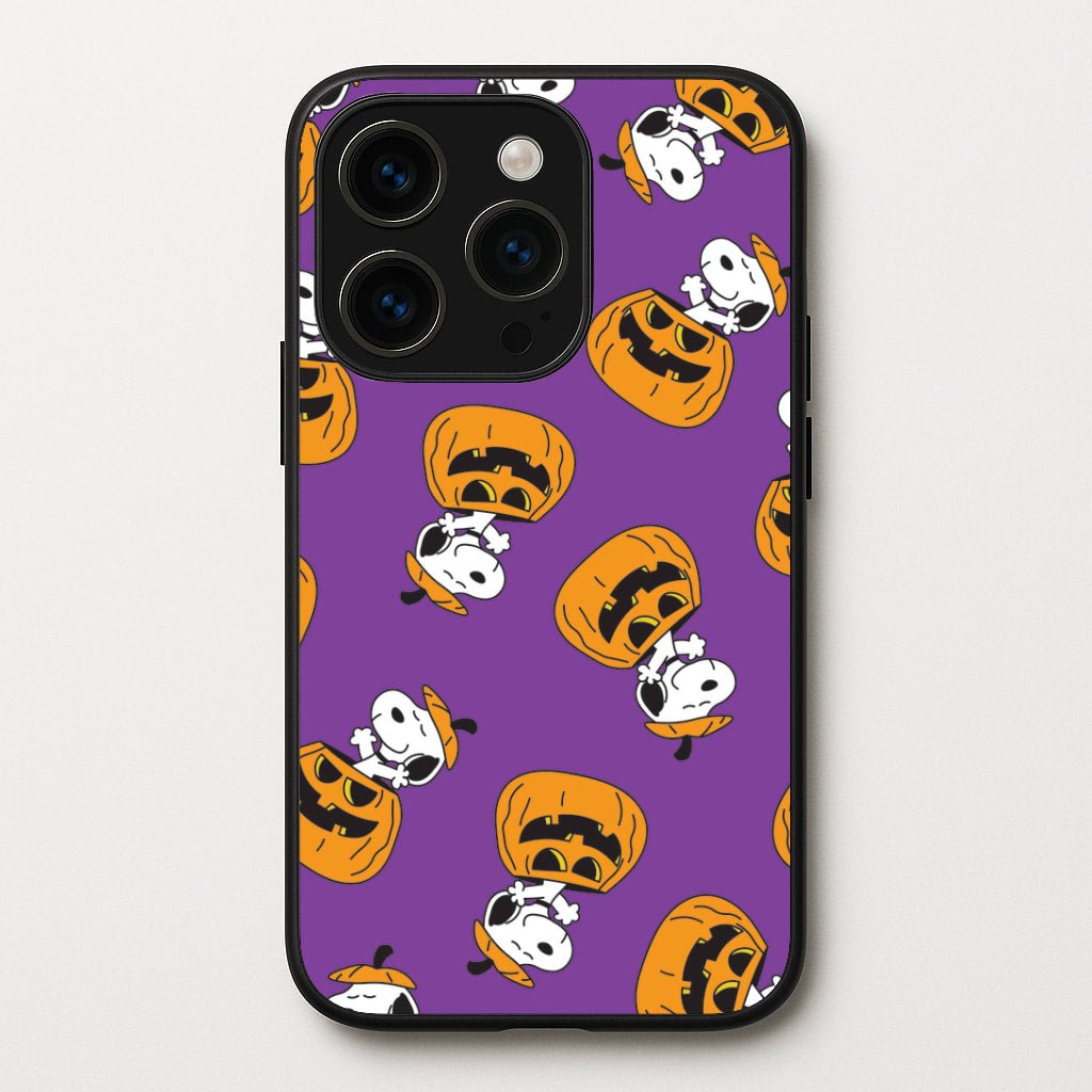 Cartoon Beagle Pumpkin Pattern iPhone 14 Pro Max Case