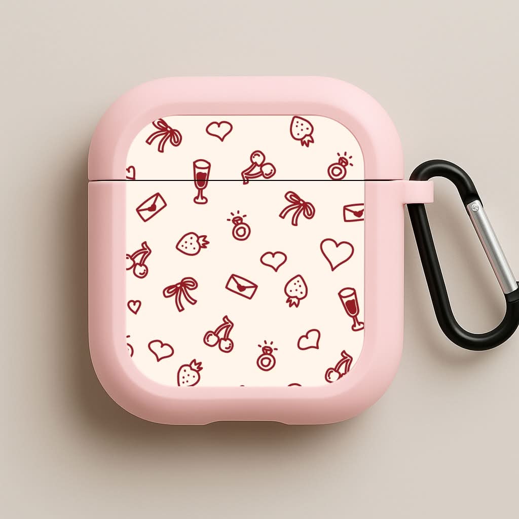 Valentines Doodles Pink AirPods Case