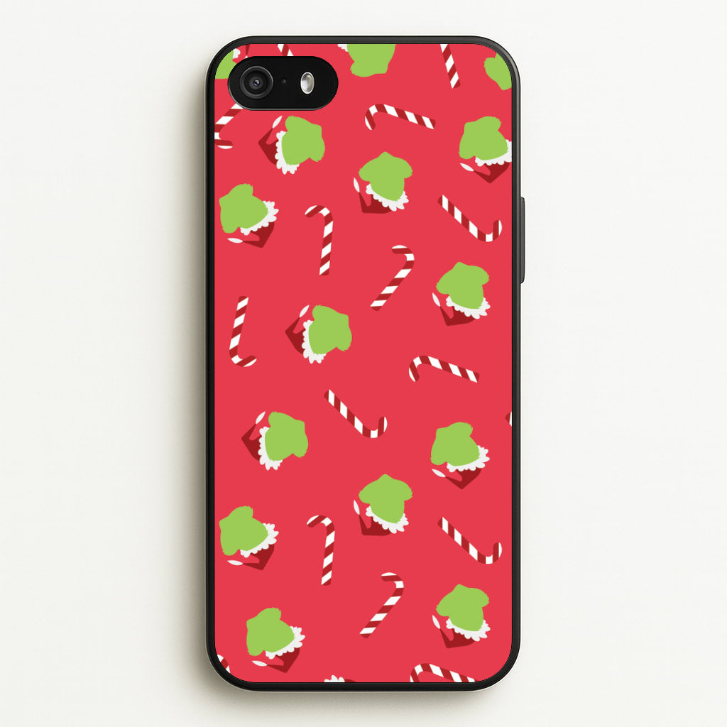 Green Creature And Candy Canes Pattern iPhone 5 / 5s / SE 2016 Case