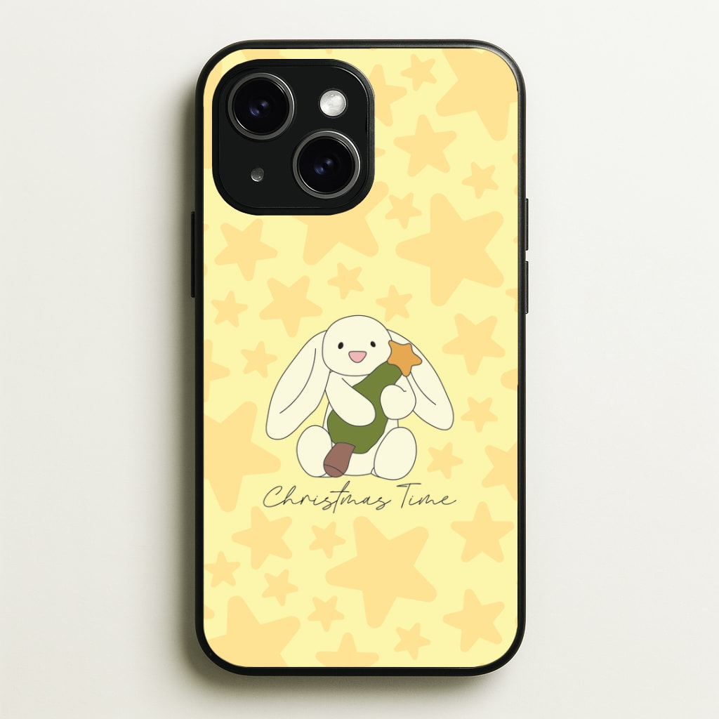 Christmas Bunny Stars Plush iPhone 15 Plus Case