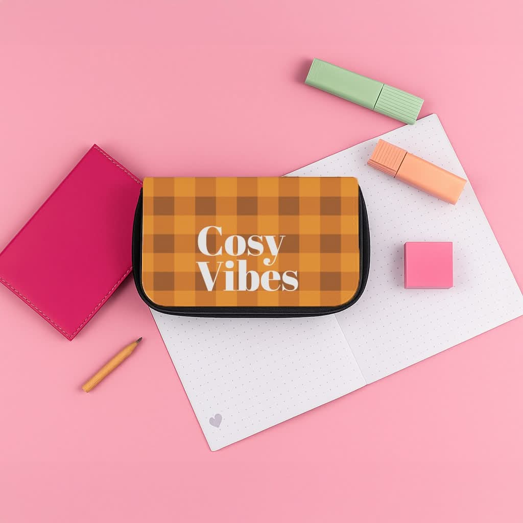 Checkered Cosy Vibes Pencil Case