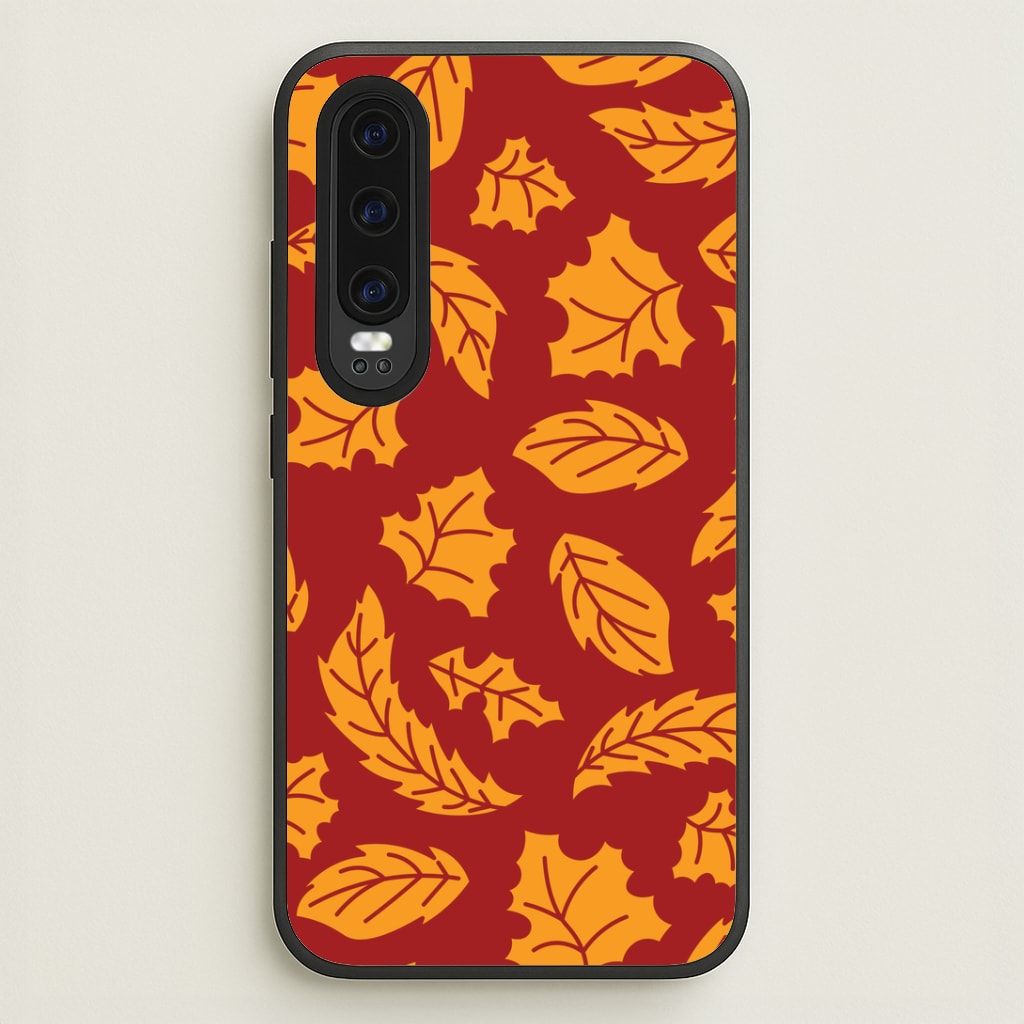 Orange Leaves Pattern Huawei P30 Case