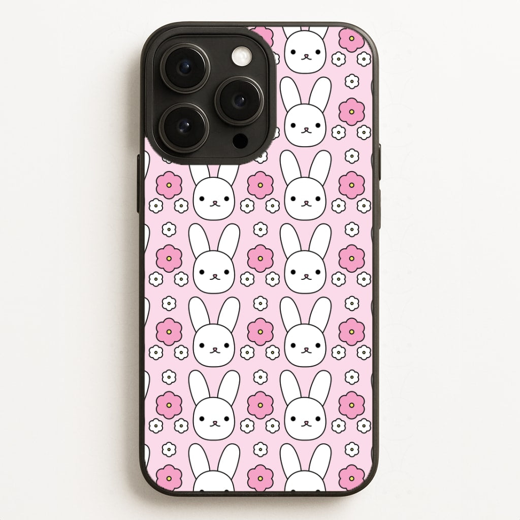 Bunnies And Flowers Pattern Phone Case for iPhone, Samsung Galaxy and Google Pixel
