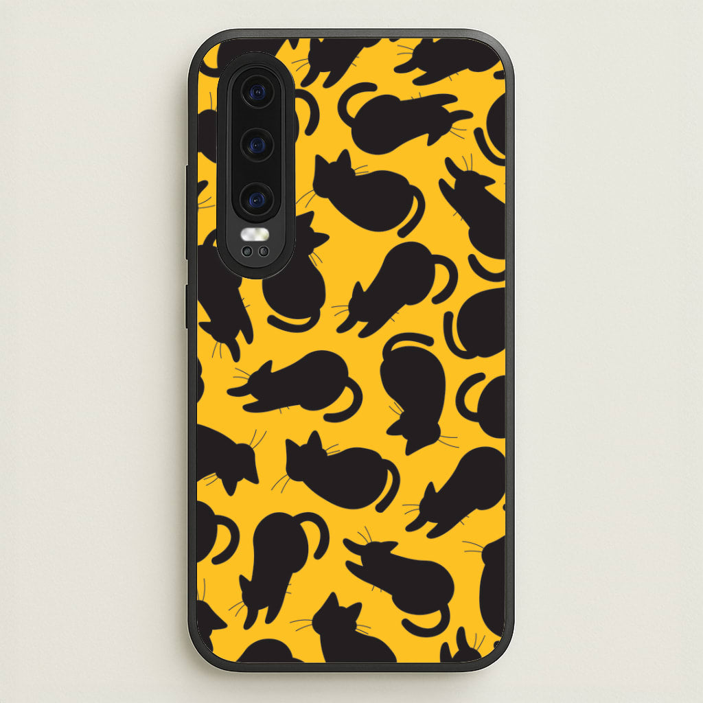 Black Cat Silhouettes Pattern Huawei P30 Case
