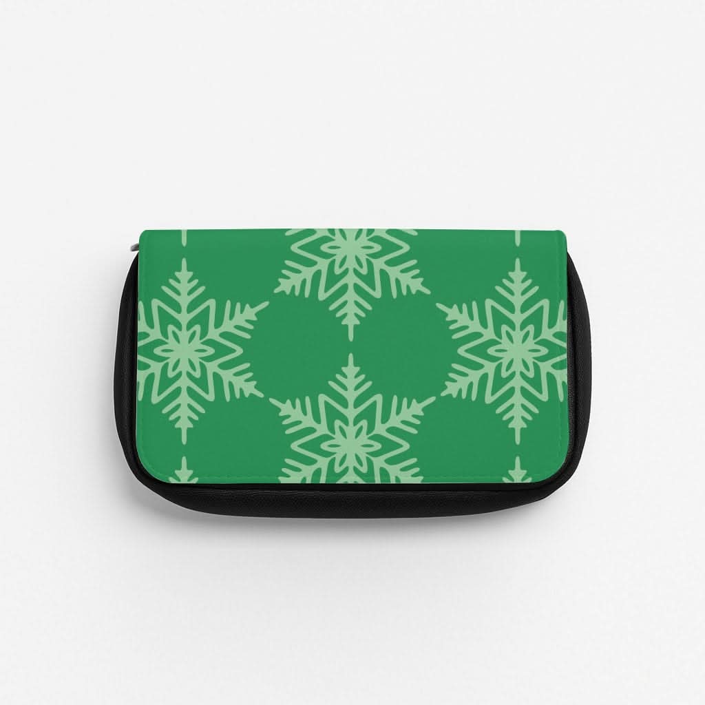 Green Giant Snowflakes Christmas Pattern Pencil Case