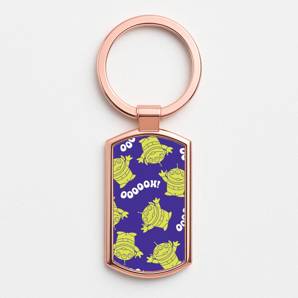 Toy Aliens Silhouette Pattern Rose Gold Keyring
